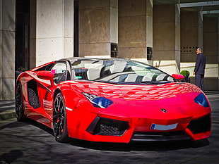 red Lamborghini sports car HD wallpaper