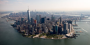 gray and brown high rise buildings, skyscraper, cityscape, New York City, USA HD wallpaper
