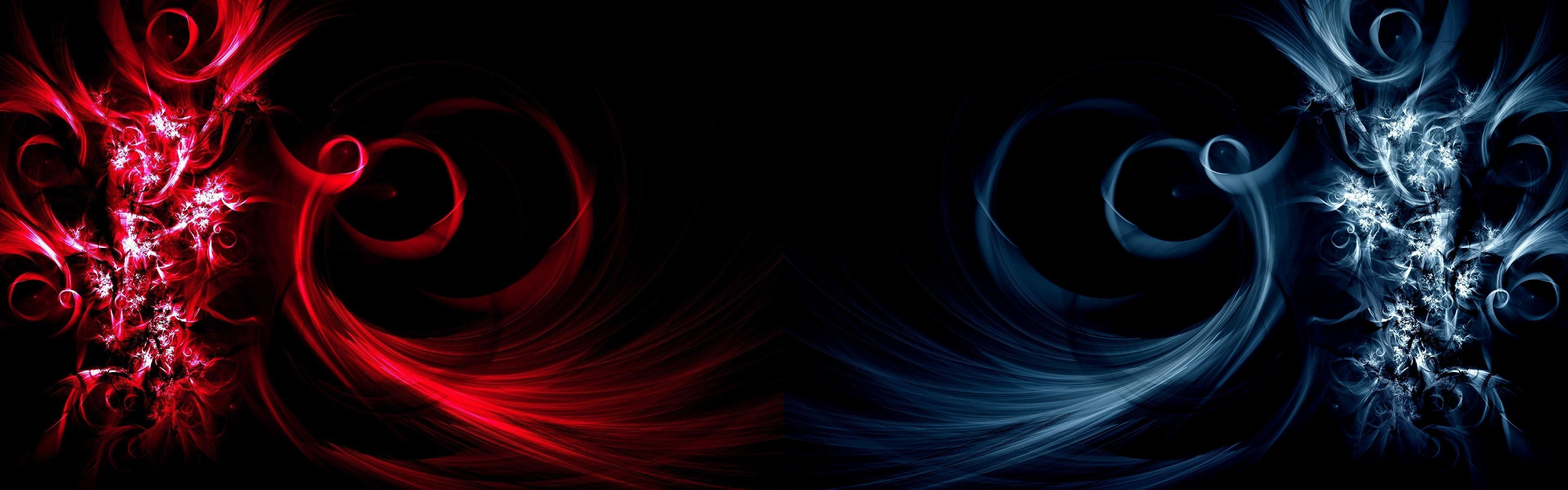 Blue And Red Flame Illustration Digital Art Fire Ice Hd Wallpaper Wallpaper Flare
