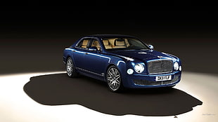 blue sedan, Bentley Mulsanne, car, blue cars, vehicle