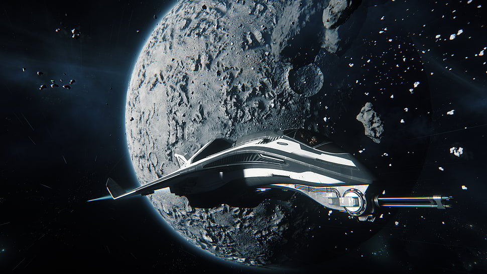 white and black space ship, spaceship, space, Star Citizen, Avenger HD wallpaper