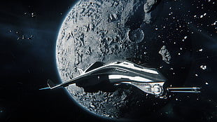 white and black space ship, spaceship, space, Star Citizen, Avenger