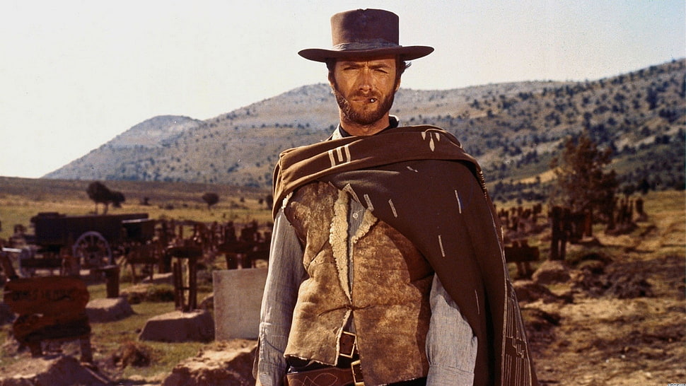 men's brown leather cowboy hat, The Good, the Bad and the Ugly, Clint Eastwood, movies HD wallpaper