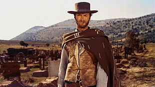 men's brown leather cowboy hat, The Good, the Bad and the Ugly, Clint Eastwood, movies HD wallpaper