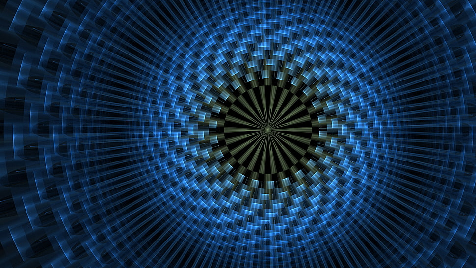 blue and black spiral pattern HD wallpaper