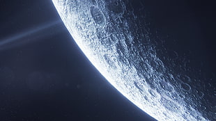 gray moon, space, planet, sky, Moon HD wallpaper