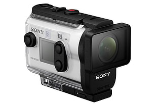 silver and black SOny video camera