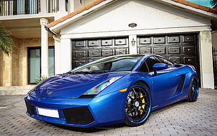 blue coupe, Lamborghini, car, Lamborghini Gallardo, blue cars HD wallpaper