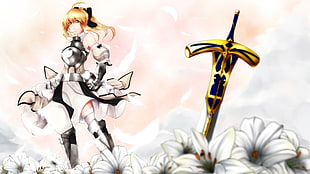 female anime character with sword digital wallpaper, Saber, Saber Lily, Fate Series