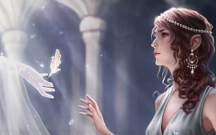 female animated character digital wallpaper, elves, fantasy art, fantasy girl, artwork