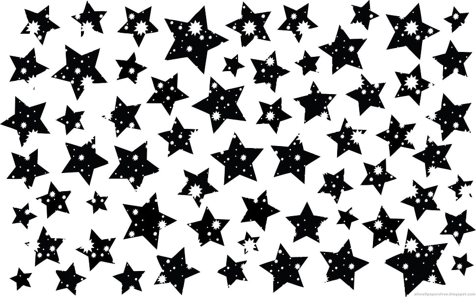 black and white star print decor, stars, monochrome, artwork HD wallpaper