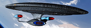 black spaceship, Star Trek, USS Enterprise (spaceship), space, multiple display