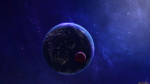 blue, black, and maroon planets wallpaper, space, planet