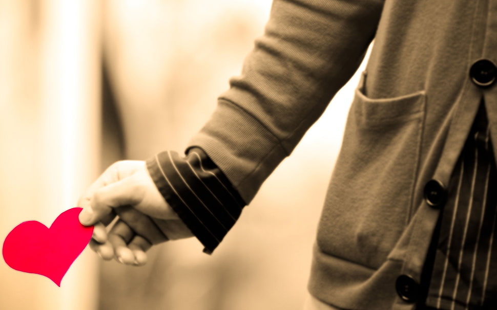 person holding heart illustration HD wallpaper