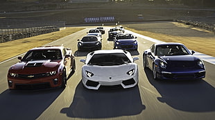 assorted-color super cars, car, supercars, Camaro, Lamborghini Aventador