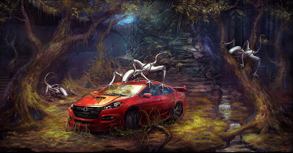 red Dodge Dart HD wallpaper