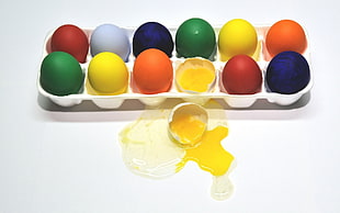 multicolored egg lot, eggs, colorful, food