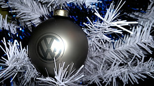 gray bauble in white Christmas tree