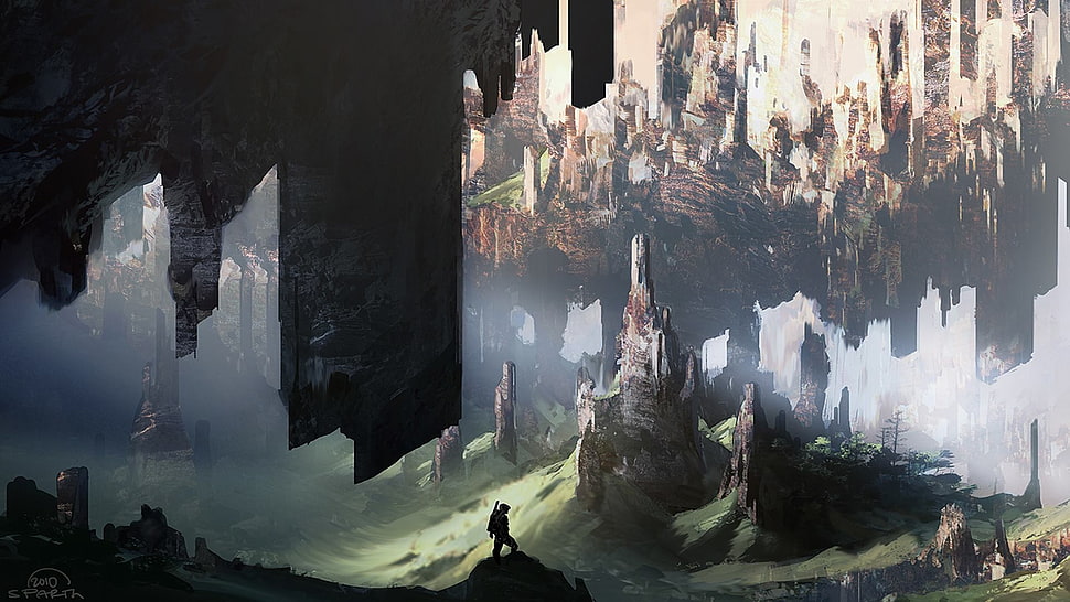 man standing near rock formation digital wallpaper, video games, Halo 4 HD wallpaper