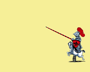 gray full plate armor illustration, knight, minimalism, humor, simple background