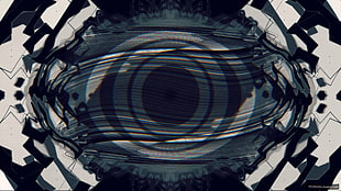 black and gray eye digital wallpaper, glitch art, abstract