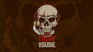 skull illustration, typography, skull HD wallpaper