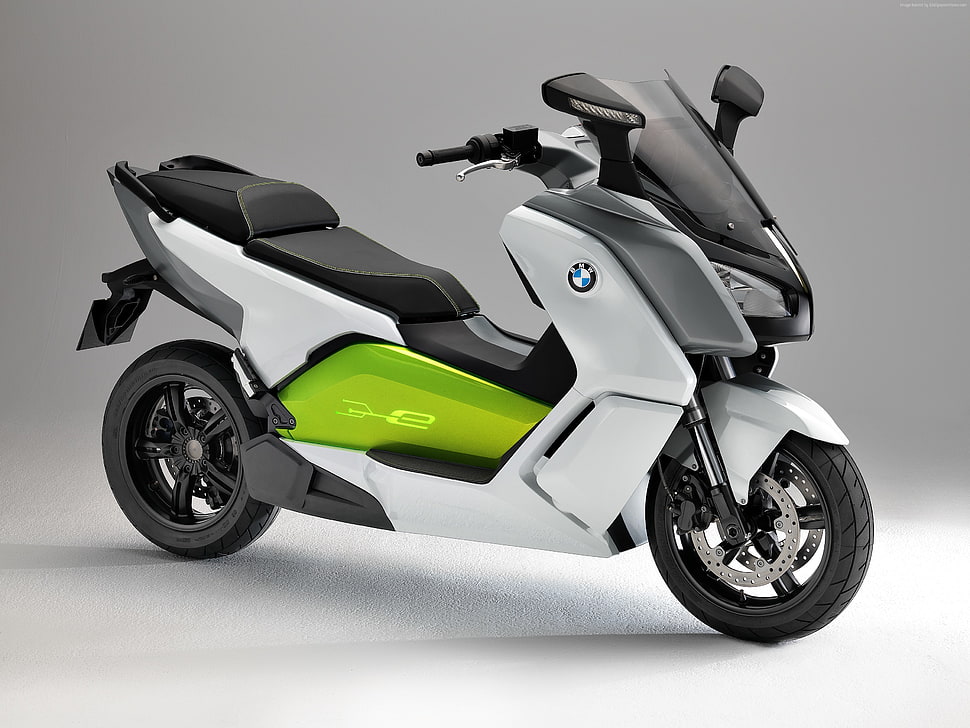 white and green BMW motorcycle HD wallpaper