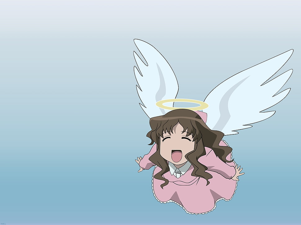 brown haired angel photo HD wallpaper