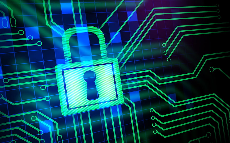 green lock icon illustration, padlock, computer, technology HD wallpaper