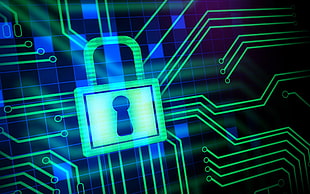 green lock icon illustration, padlock, computer, technology