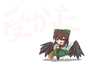 woman anime character with wings digital wallpaper