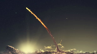 launching missile illustration, comet