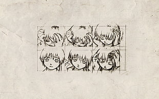animated boy's head sketch, Serial Experiments Lain, Lain Iwakura