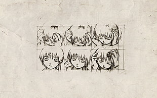 animated boy's head sketch, Serial Experiments Lain, Lain Iwakura HD wallpaper