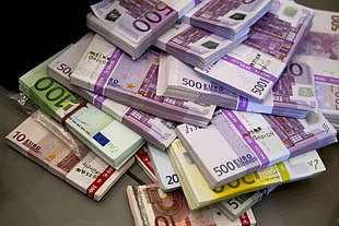assorted-value banknote lot, euros, money HD wallpaper