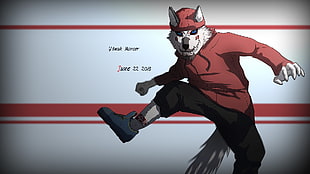wolf in red jacket