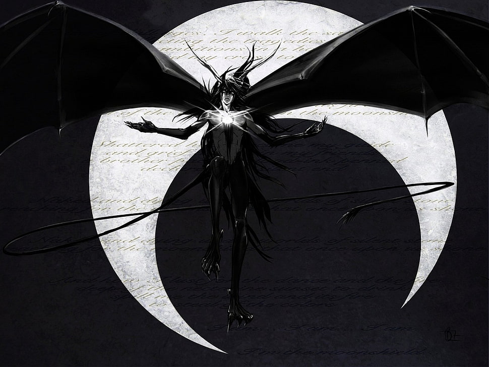 demon with wings illustration HD wallpaper