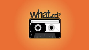 black and white cassette tape, What.CD, orange, cassette, music