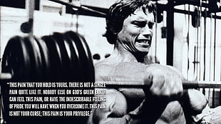 black and gray barbell, Arnold Schwarzenegger, Bodybuilder, bodybuilding, monochrome