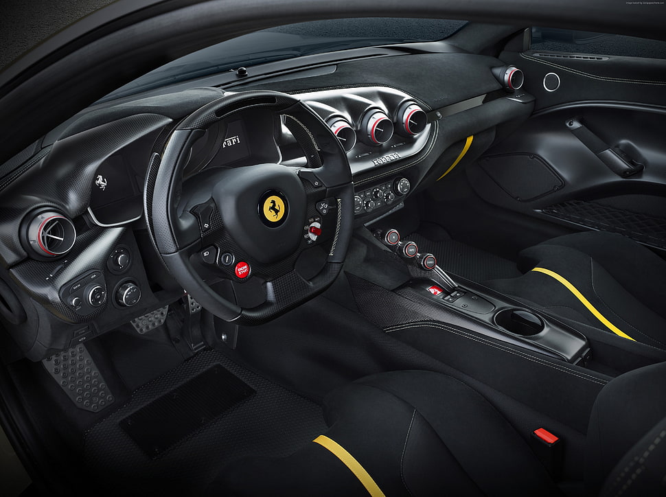black Ferrari interior HD wallpaper