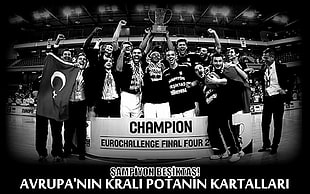 black and white printed textile, basketball, Turkish, Besiktas J.K., winner HD wallpaper