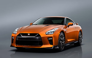 orange and black coupe die-cast model, Nissan GT-R R35, Nissan GTR, car, vehicle