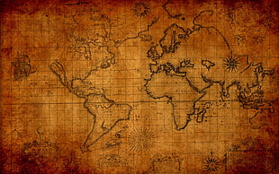 brown map, map, world map