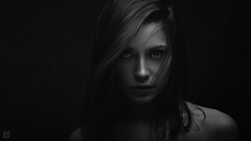 grayscale photography of woman HD wallpaper