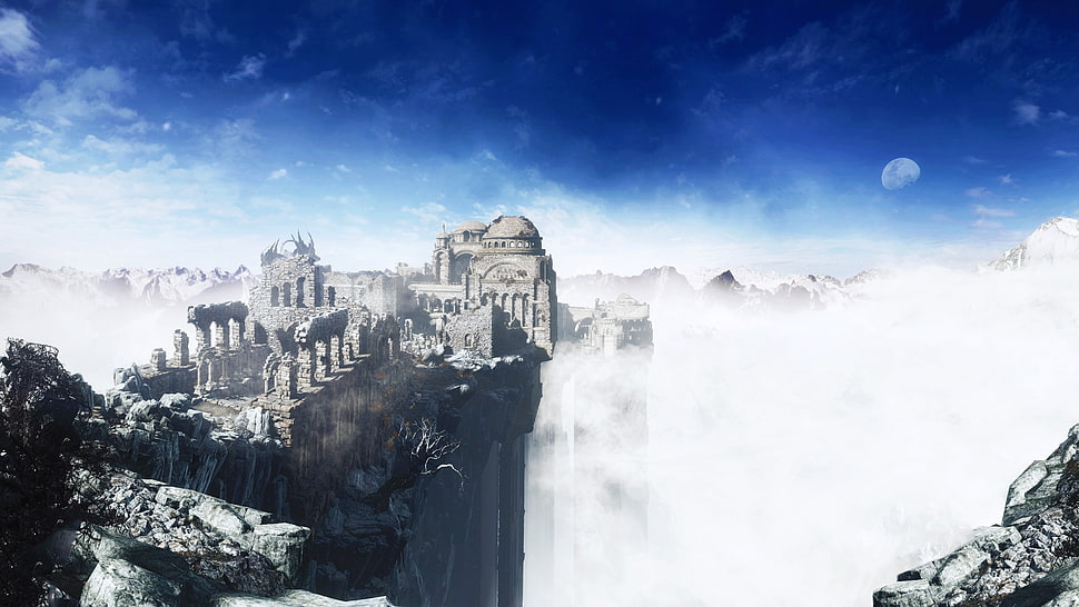 gray concrete ruins digital wallpaper, Dark Souls, Dark Souls III, video games, sky HD wallpaper
