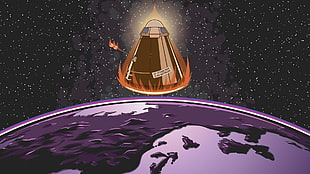 brown missile on earth atmosphere animation HD wallpaper