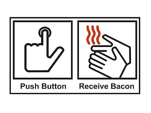 Push button sign, quote, minimalism, white background, bacon HD wallpaper