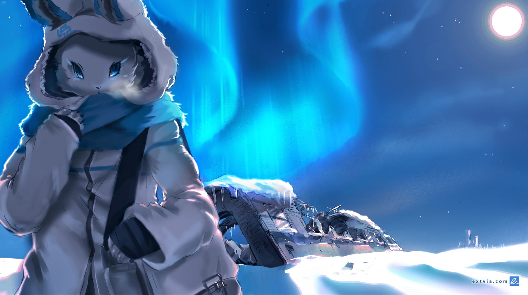 rabbit anime art, furry, snow, Anthro HD wallpaper.