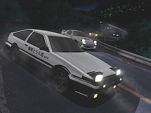 white coupe, Initial D HD wallpaper