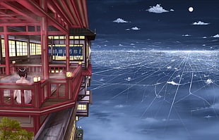 black haired anime character sitting on false balcony wallpaper, manga HD wallpaper